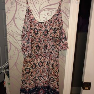 Orange and Blue Mini Romper with Loose Sleeves